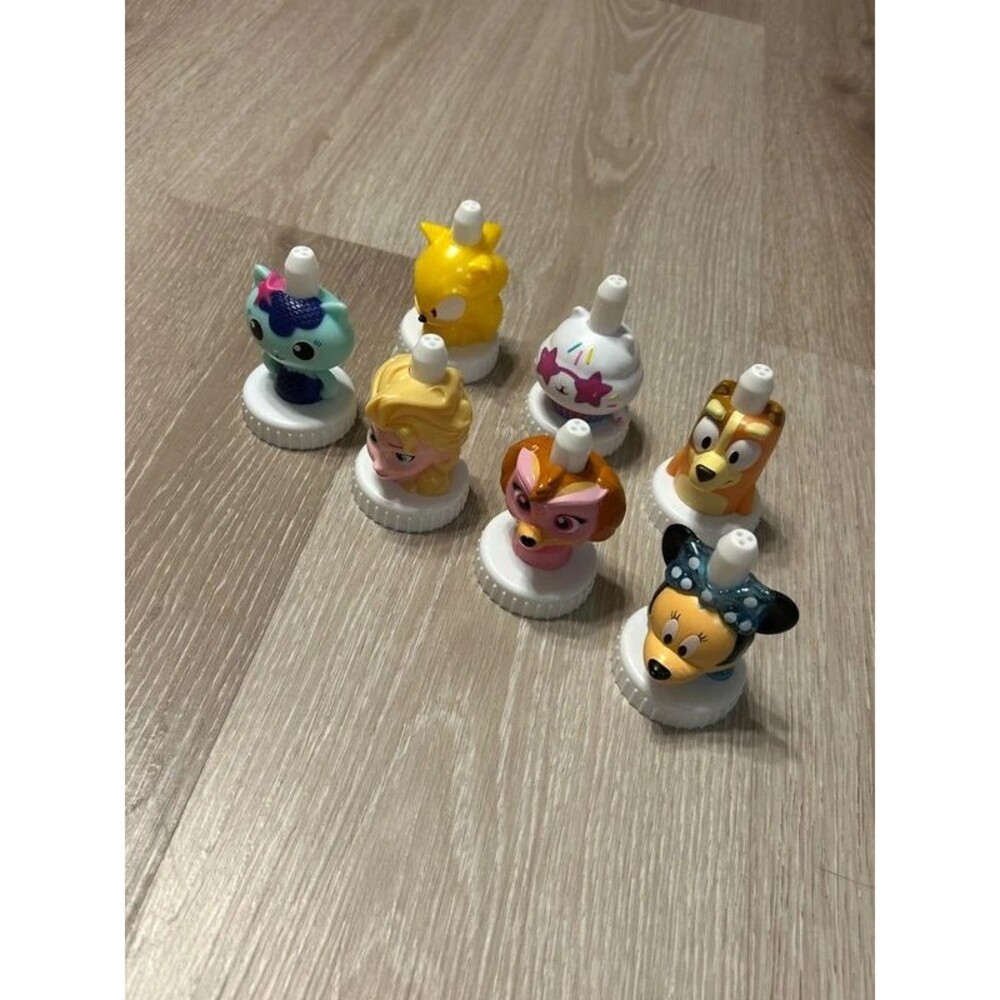 Good2Grow Assorted Animated Character Juice Bottle Toppers 7 Total